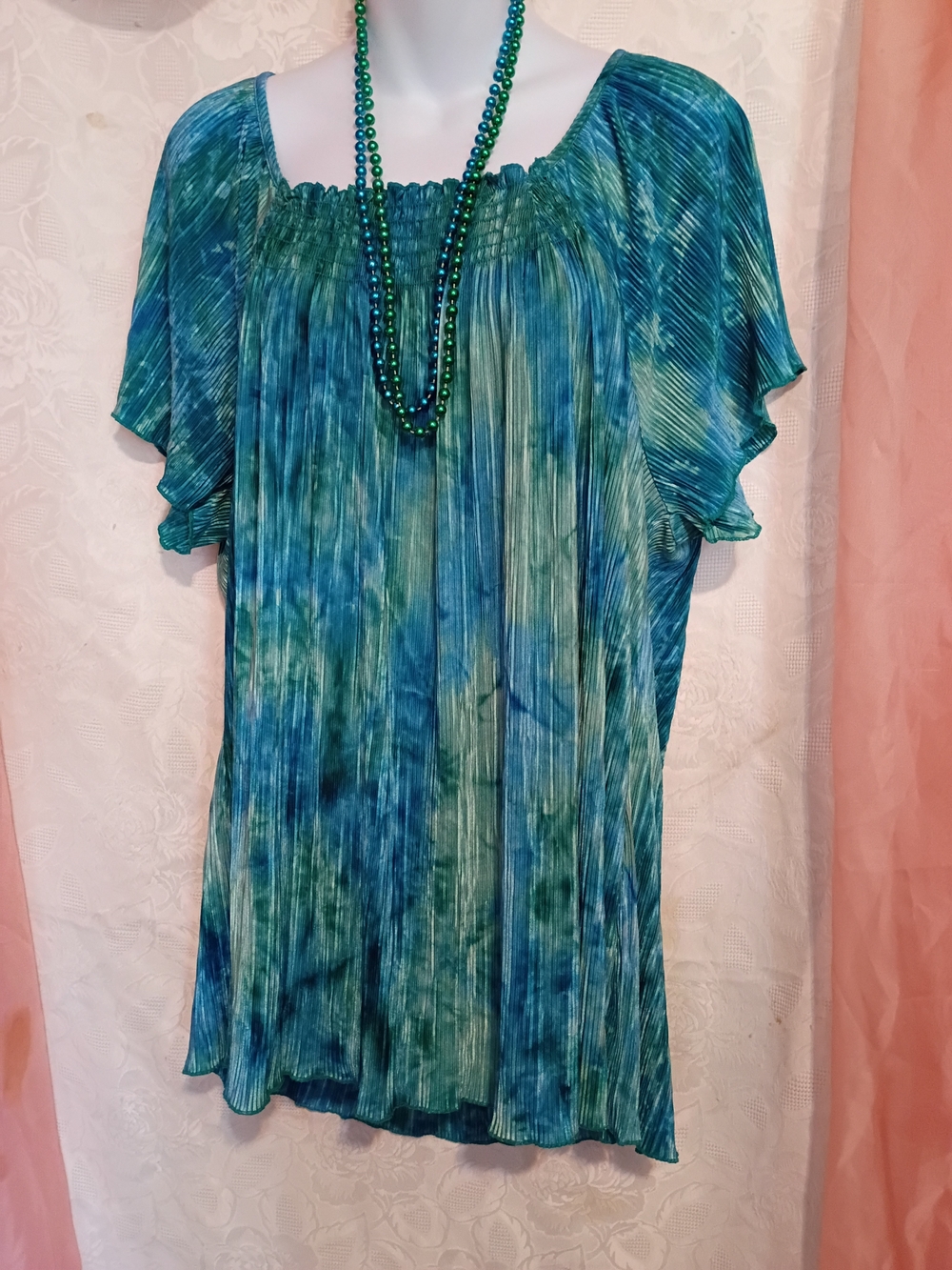 🛍️ BUNDLE ONLY🛍️Essentials Teal Blue-Green Pleated Short Sleeve Top
